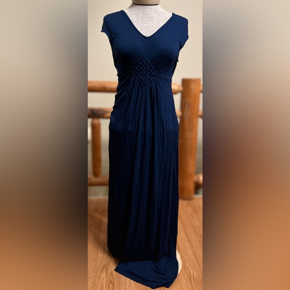 🌙 Liz Lange Maternity Navy Braided Maxi Dress (XS)